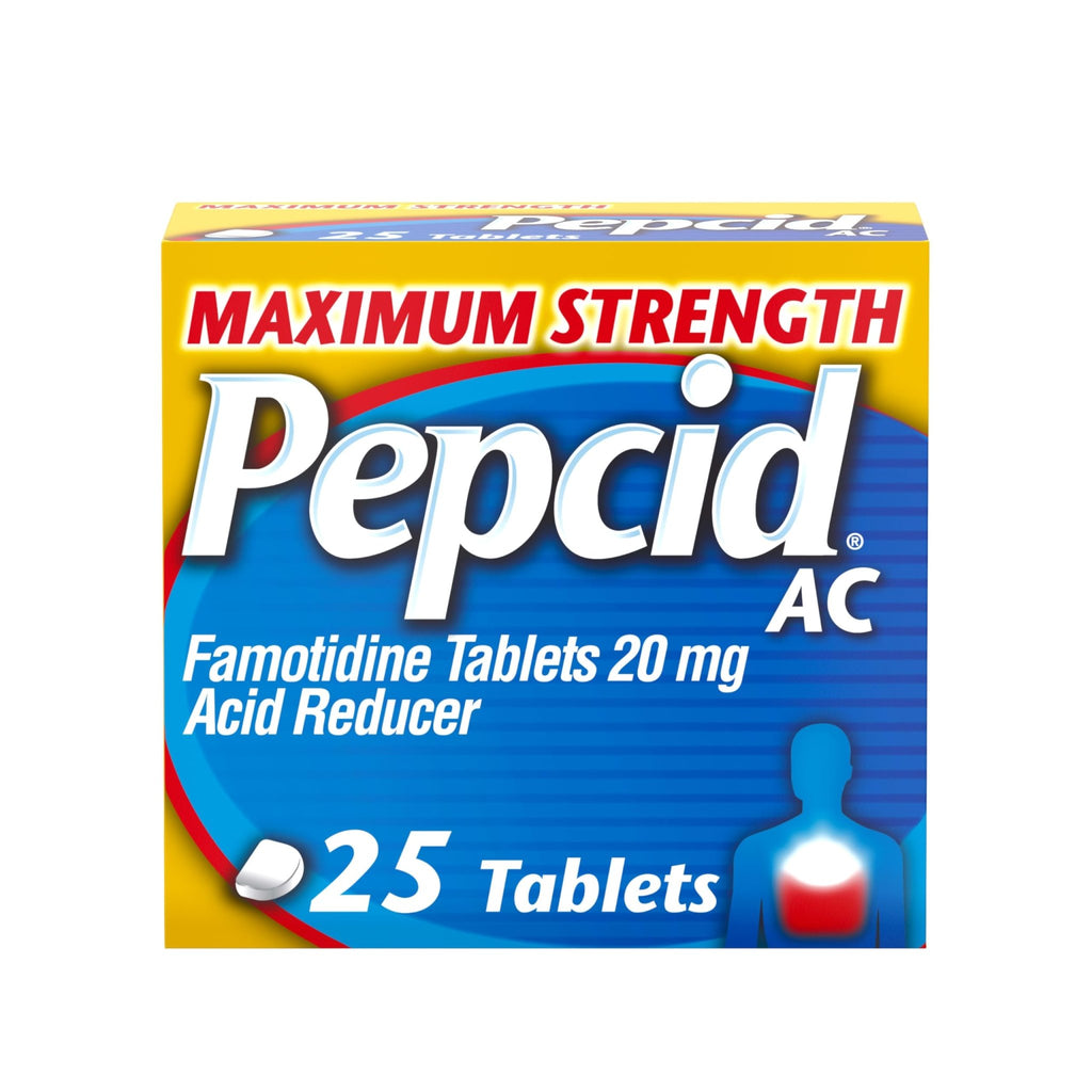 Pepcid AC Maximum Strength Heartburn Relief Tablets, OTC Medicine Prevents & Relieves Heartburn & Acid Reflux Due to Acid Indigestion, 20mg Famotidine Acid Reducer, Fast-Acting, 25 ct - FENGGESTORE20