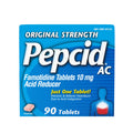 Pepcid AC Original Strength Heartburn Relief Tablets, OTC Medicine Prevents & Relieves Heartburn & Acid Reflux Due to Acid Indigestion, 10mg Famotidine Acid Reducer, Fast-Acting, 90 ct - FENGGESTORE20