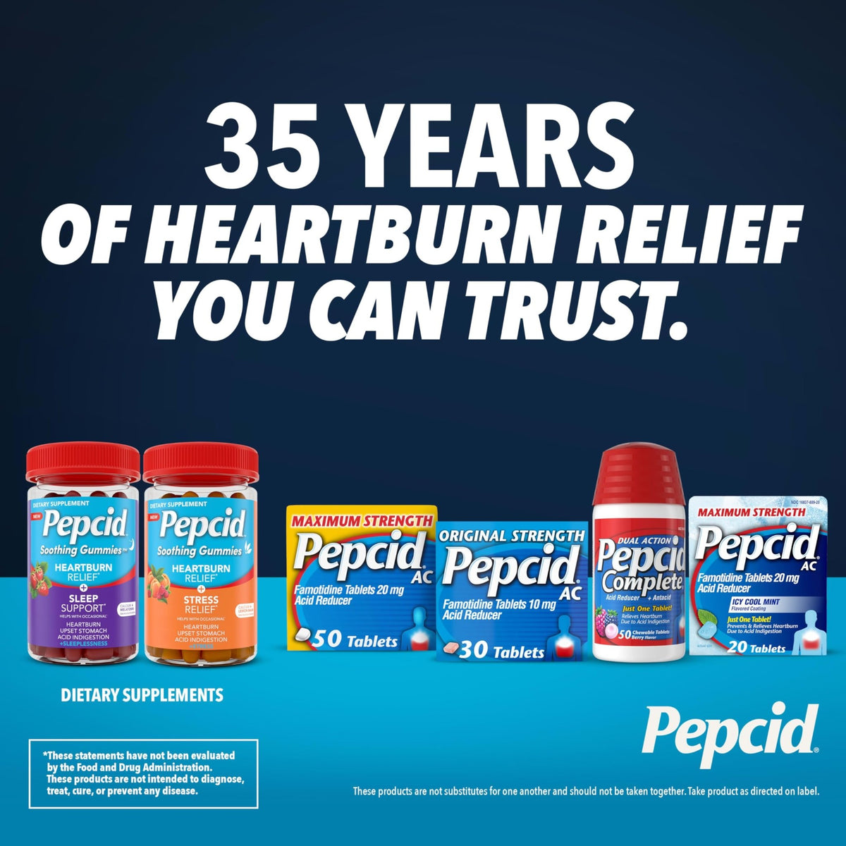 Pepcid Complete Acid Reducer + Antacid Chewable Tablets, 10mg Famotidine, 800mg Calcium Carbonate & 165mg Magnesium Hydroxide per Heartburn Medicine Tablet, Antacid Chews, Berry Flavored, 70 ct - FENGGESTORE20