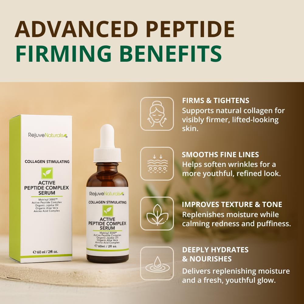 Peptide Complex Serum with Matrixyl 3000 (2 oz, Double-Sized) Minimizes Look of Fine Lines & Deep Wrinkles, Crow's Feet, Crepey Skin. Lightweight Anti Aging Moisturizer for Face & Neck - FENGGESTORE20