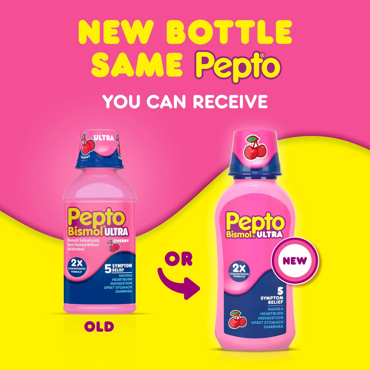 Pepto Bismol ULTRA Liquid for Nausea, Heartburn, Indigestion, Upset Stomach, and Diarrhea - 5 Symptom Fast Relief Medication for Adults, Cherry Flavor, 2x16 oz - FENGGESTORE20