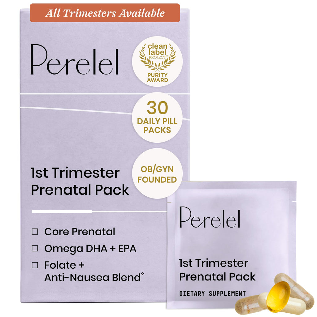 Perelel 1st Trimester Prenatal Pack, Multivitamin with Folate, Vitamin D, Omega 3, Iron & Ginger, Nutritional Support for Early Pregnancy - FENGGESTORE20