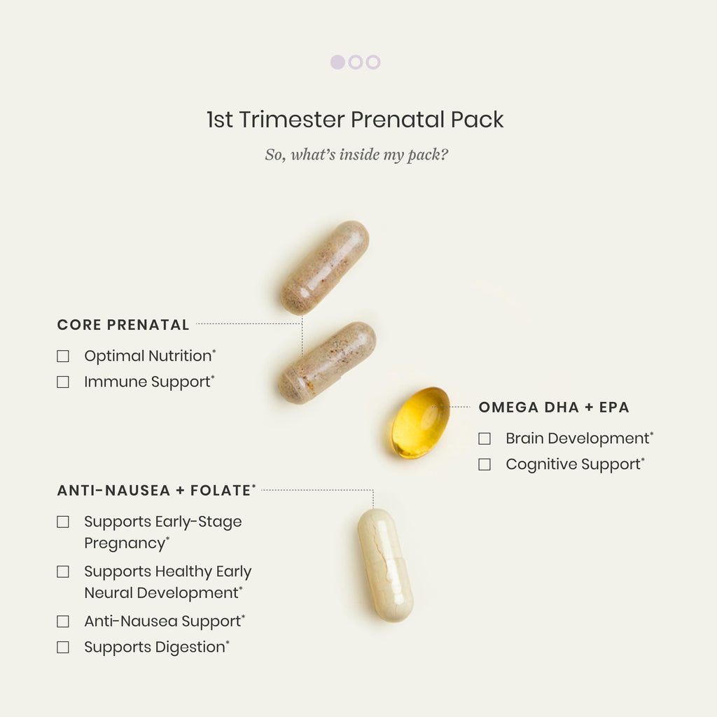 Perelel 1st Trimester Prenatal Pack, Multivitamin with Folate, Vitamin D, Omega 3, Iron & Ginger, Nutritional Support for Early Pregnancy - FENGGESTORE20