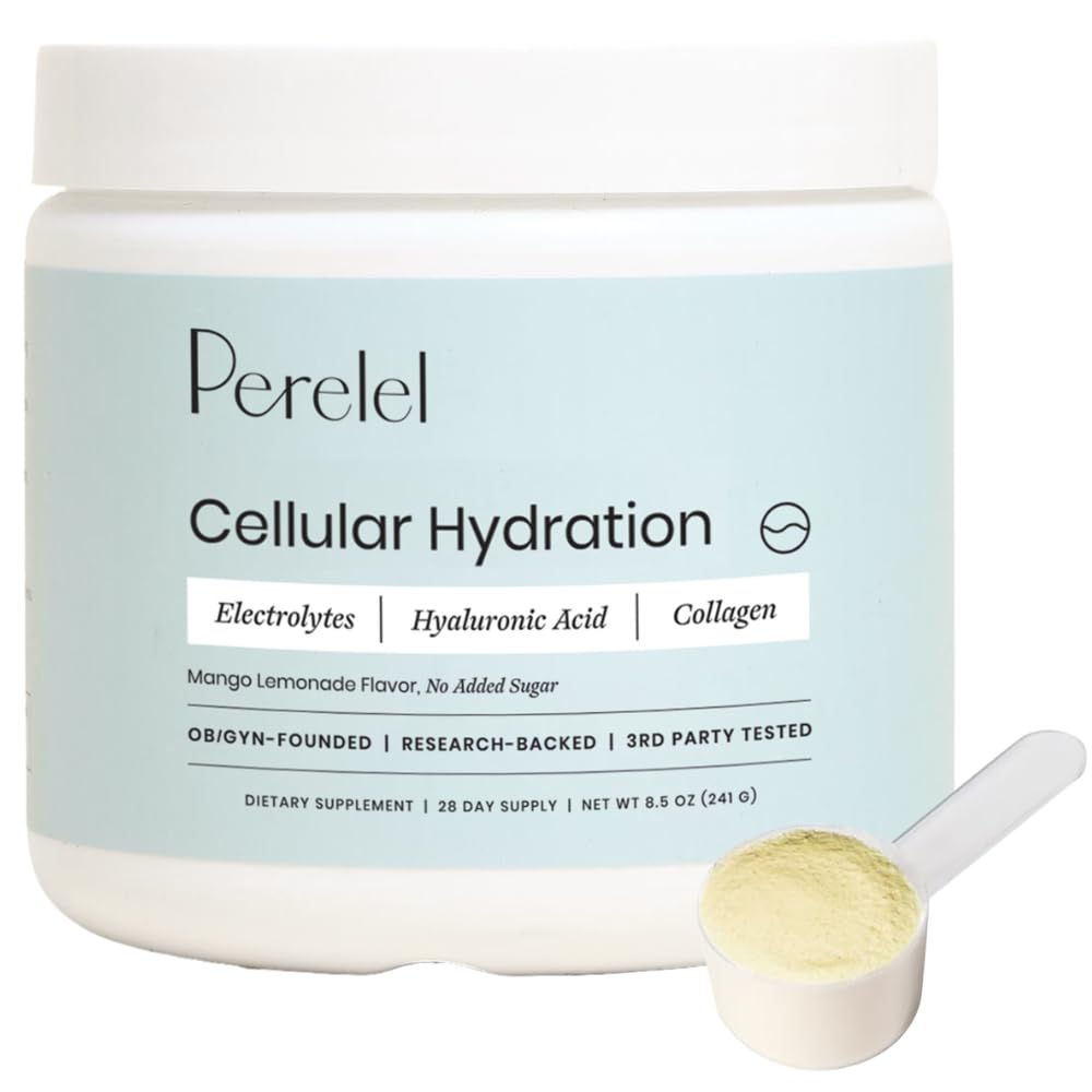 Perelel Hydration Powder, Electrolyte Supplement with Collagen & Hyaluronic Acid, Mango Lemonade Flavor, Soy & Gluten Free, Non GMO, No Added Sugar, 28 Servings - FENGGESTORE20