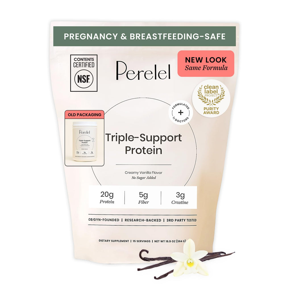 Perelel Triple-Support Plant Based Protein Powder, Creamy Vanilla, 20g Vegan Protein Powder, 3g Creatine Monohydrate, & 5g Prebiotic Fiber per Serving, Dairy Free, - FENGGESTORE20