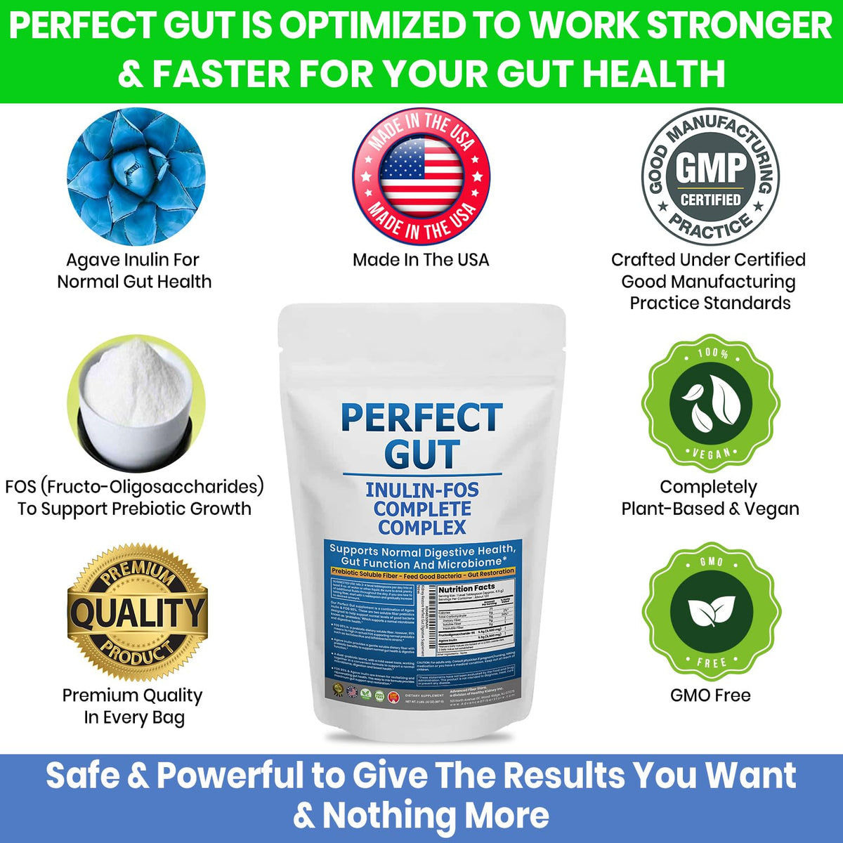 Perfect Gut: Inulin FOS Powder for Gut Health. Prebiotic Inulin. Unique Prebiotic 95% FOS Inulin Agave Fiber - FENGGESTORE20