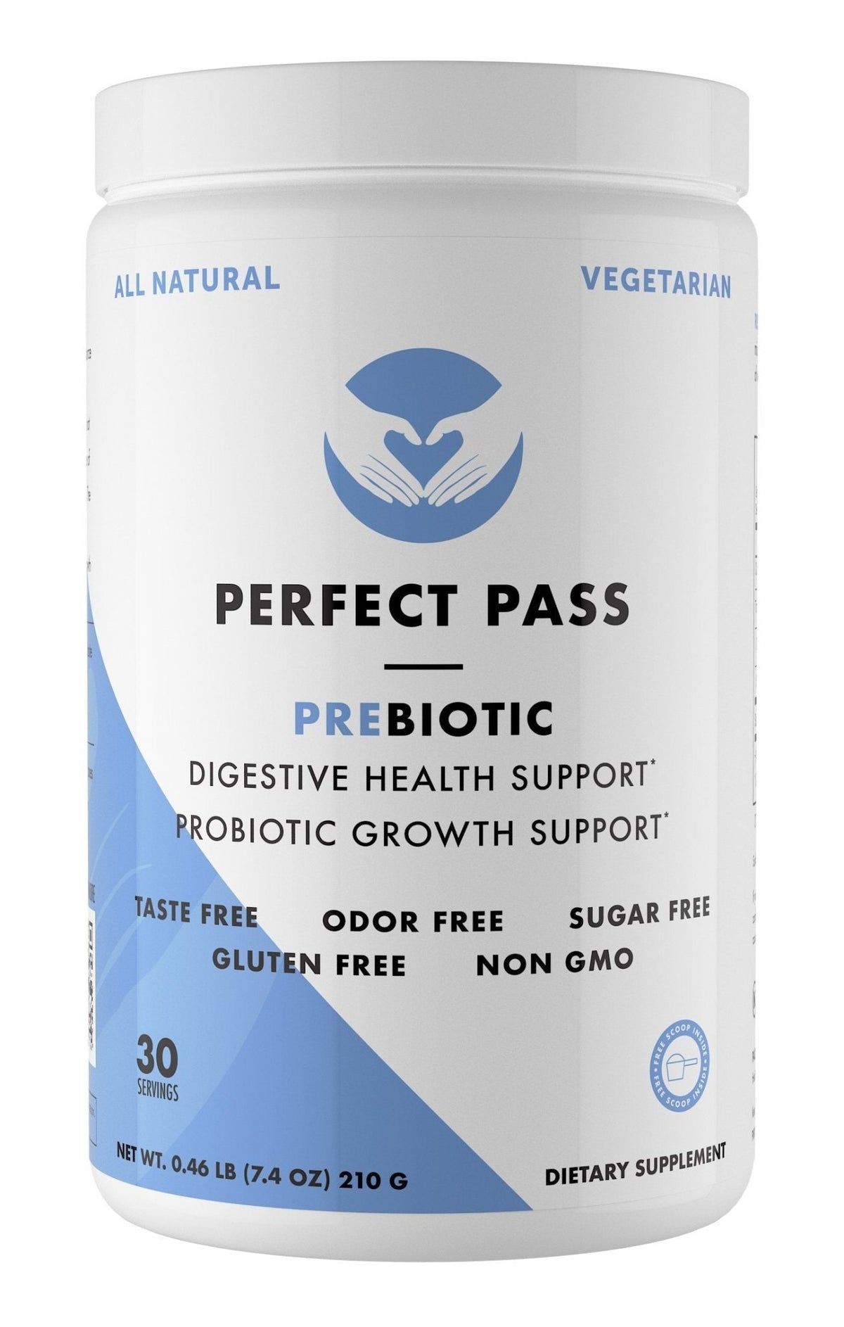 PERFECT PASS Prebiotic PHGG Partially Hydrolyzed Guar Gum 210g Powder - 100% Natural Gluten Free Non GMO - Certified Kosher Vegetarian Sugar Free - FENGGESTORE20