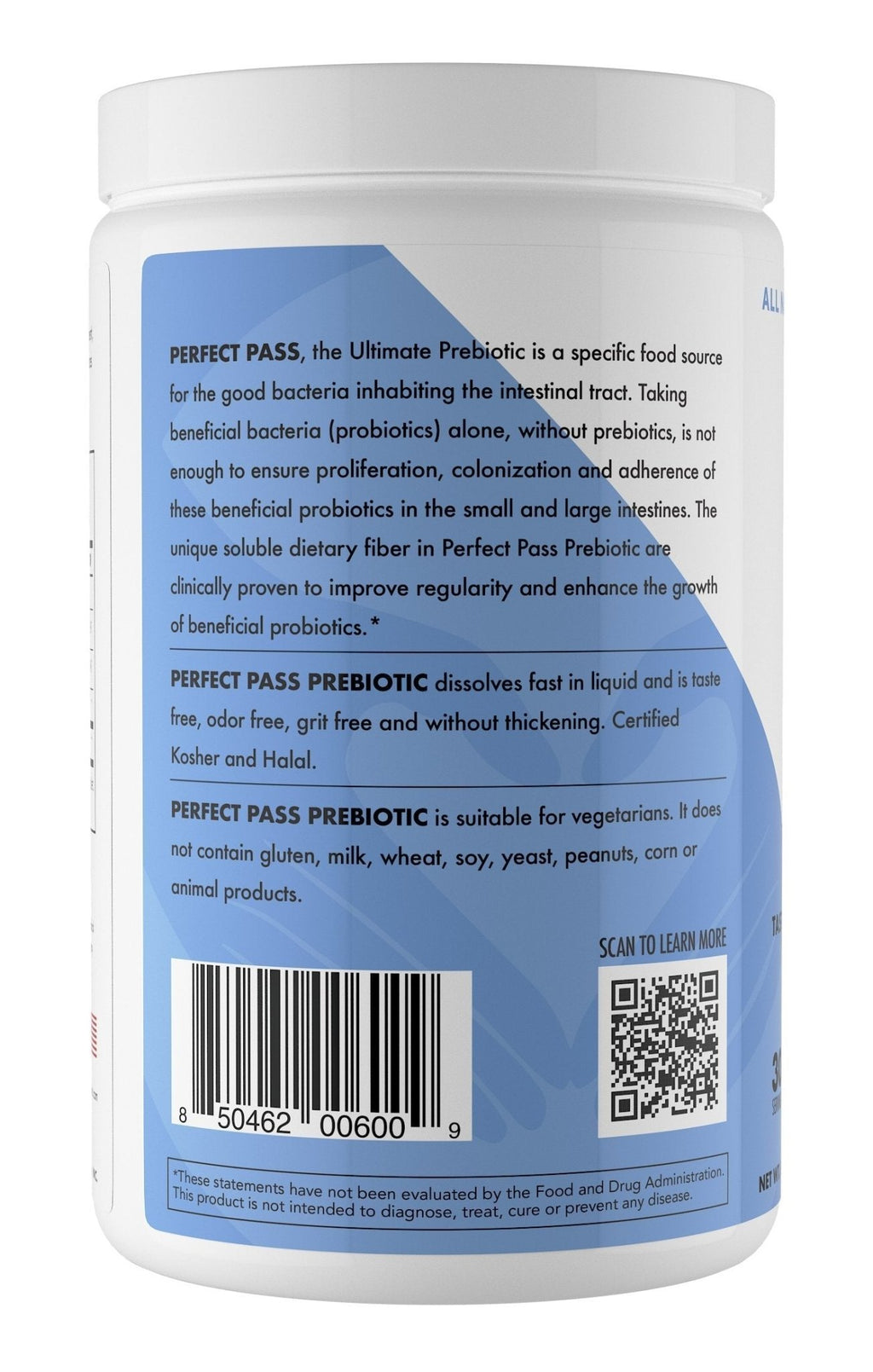 PERFECT PASS Prebiotic PHGG Partially Hydrolyzed Guar Gum 210g Powder - 100% Natural Gluten Free Non GMO - Certified Kosher Vegetarian Sugar Free - FENGGESTORE20