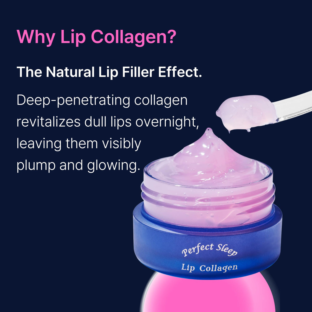 Perfect Sleep Lip Collagen 0.50fl.oz, Intensive Collagen Lip Sleeping Mask Infused with Peptides, Rice Protein & Willow Bark Extract - FENGGESTORE20