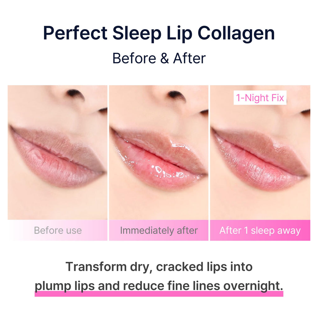 Perfect Sleep Lip Collagen 0.50fl.oz, Intensive Collagen Lip Sleeping Mask Infused with Peptides, Rice Protein & Willow Bark Extract - FENGGESTORE20