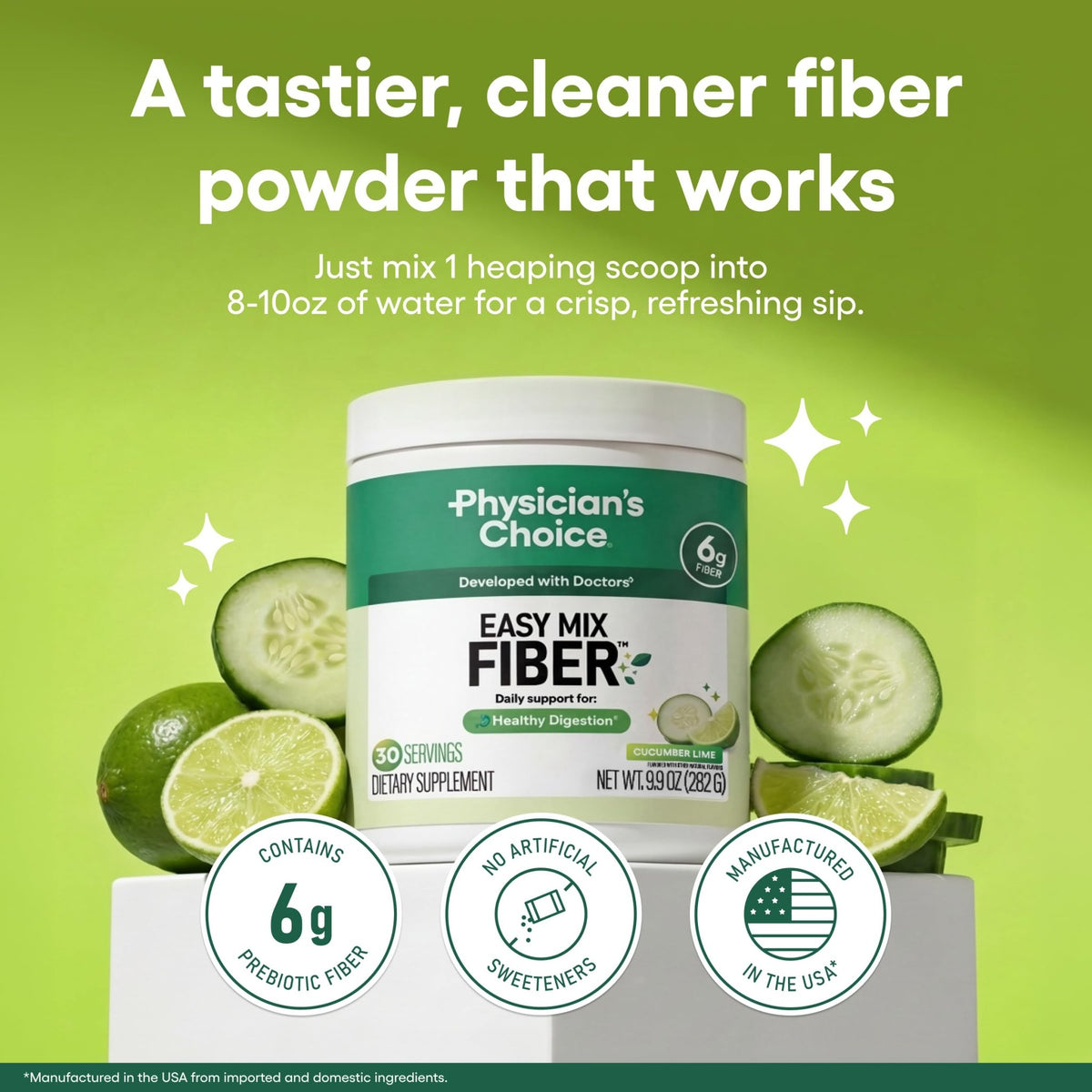 Physician's CHOICE Easy Mix Fiber for Digestive Health & Regularity - No Grit - Daily Prebiotic Soluble Fiber Powder Supplement - FENGGESTORE20