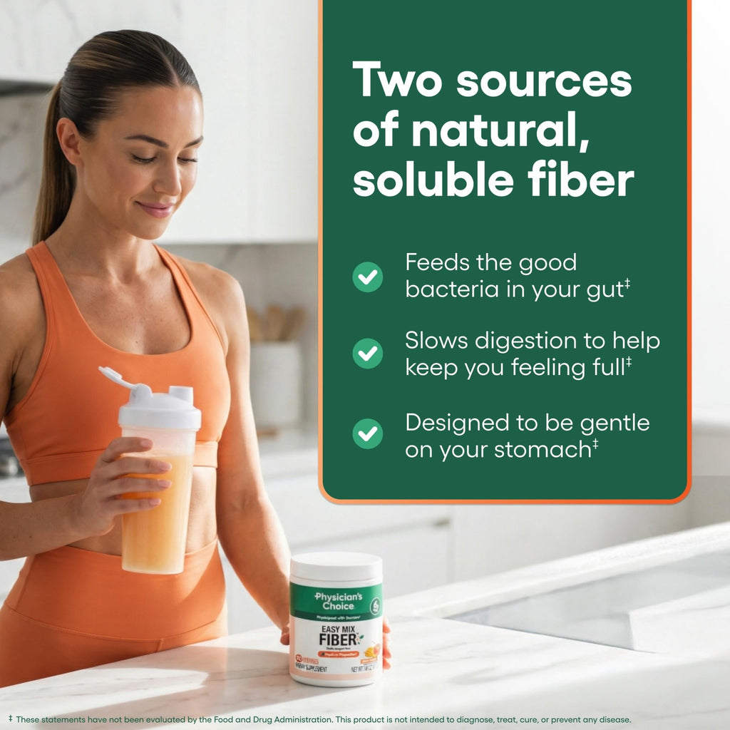 Physician's CHOICE Easy Mix Fiber for Digestive Health & Regularity - No Grit - Daily Prebiotic Soluble Fiber Powder Supplement - FENGGESTORE20
