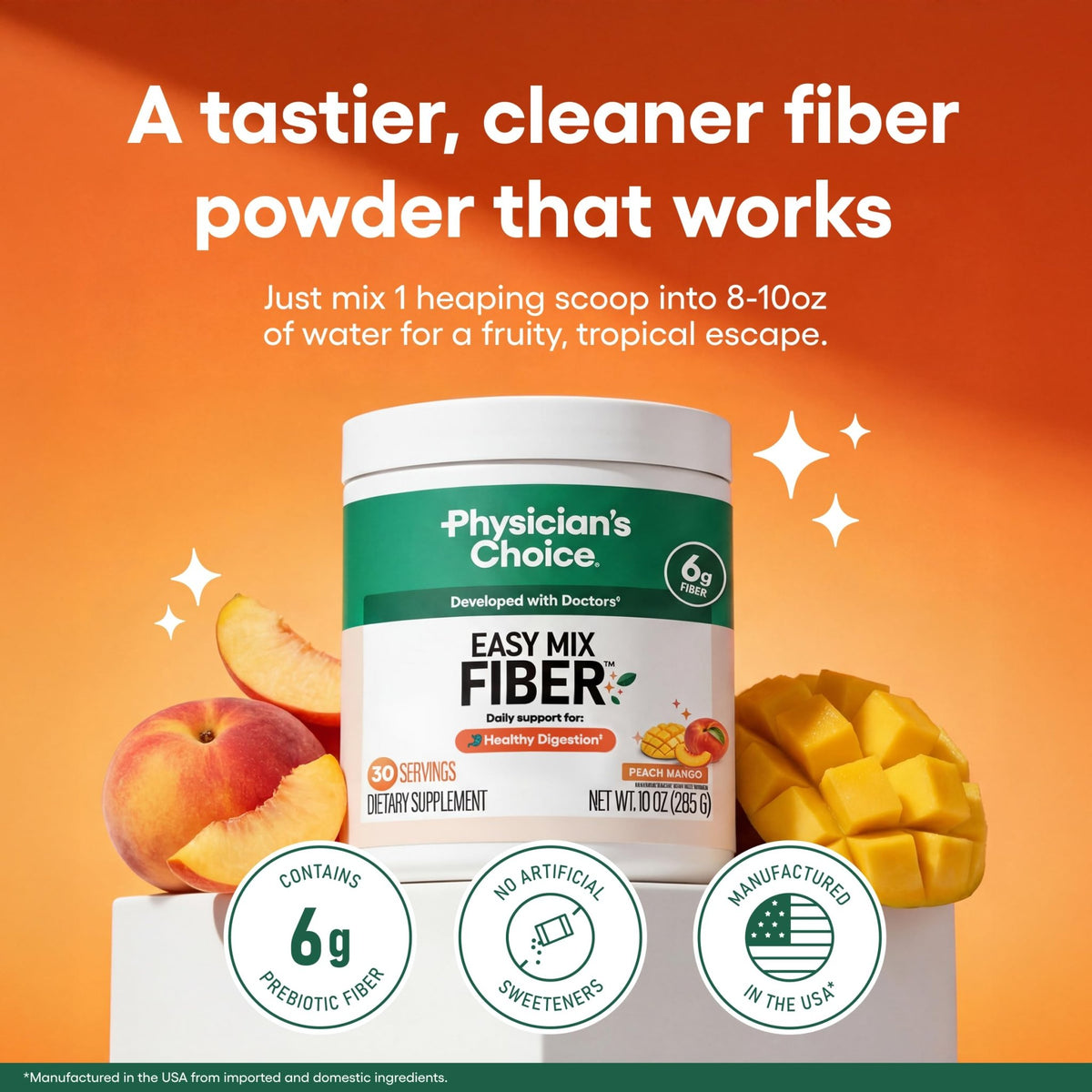 Physician's CHOICE Easy Mix Fiber for Digestive Health & Regularity - No Grit - Daily Prebiotic Soluble Fiber Powder Supplement - FENGGESTORE20