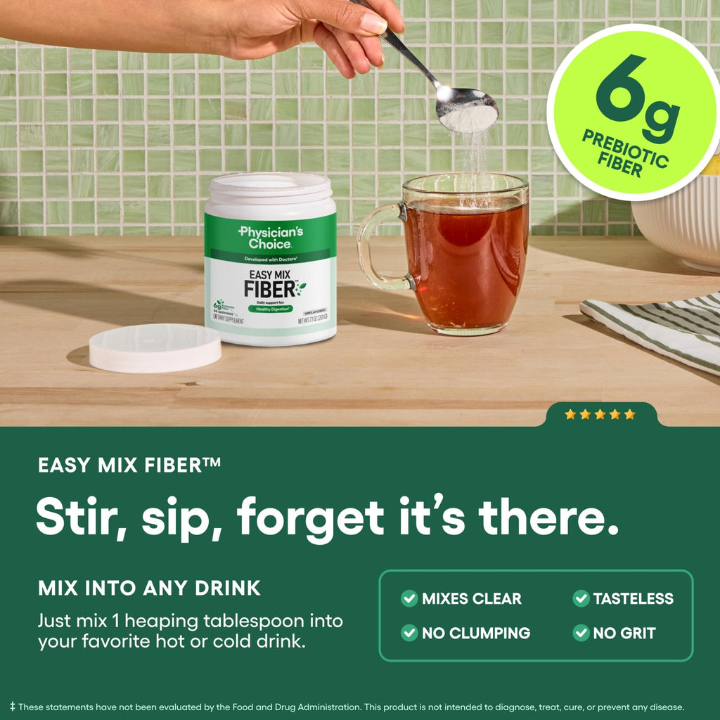 Physician's CHOICE Easy Mix Fiber for Digestive Health & Regularity - No Grit, Sugar Free, & Tasteless - FENGGESTORE20