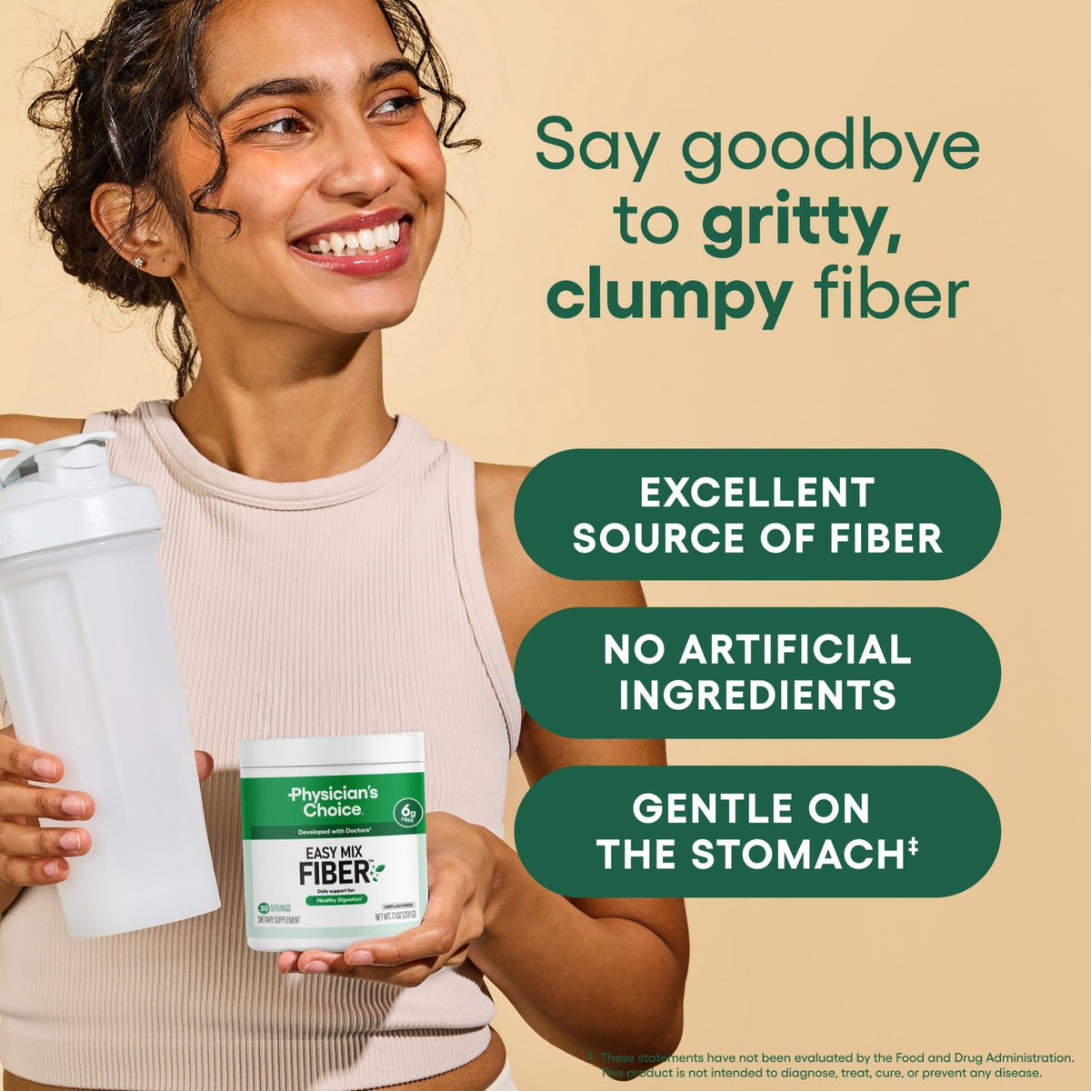 Physician's CHOICE Easy Mix Fiber for Digestive Health & Regularity - No Grit, Sugar Free, & Tasteless - FENGGESTORE20