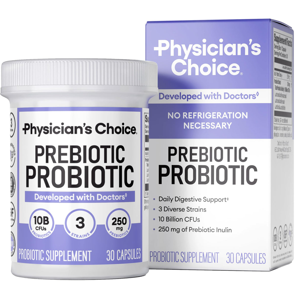 Physician's CHOICE Prebiotic-Probiotic - Multi-Strain Probiotics & Synergistic Prebiotics -Designed for Digestive Health, Supporting Gut Microbiome - FENGGESTORE20