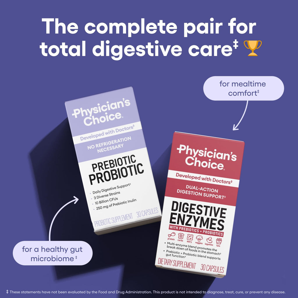 Physician's CHOICE Prebiotic-Probiotic - Multi-Strain Probiotics & Synergistic Prebiotics -Designed for Digestive Health, Supporting Gut Microbiome - FENGGESTORE20
