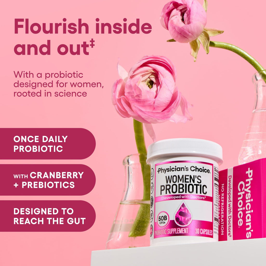 Physician's CHOICE Probiotics for Women - PH Balance, Digestive, UT, & Feminine Health - 50 Billion CFU - 6 Unique Strains for Her - Organic Prebiotics - FENGGESTORE20