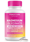Pink Stork Magnesium Glycinate with Vitamin D - Magnesium Supplement for Women to Support Natural Calm, Mood, and Sleep - Hormone Balance for Women - FENGGESTORE20