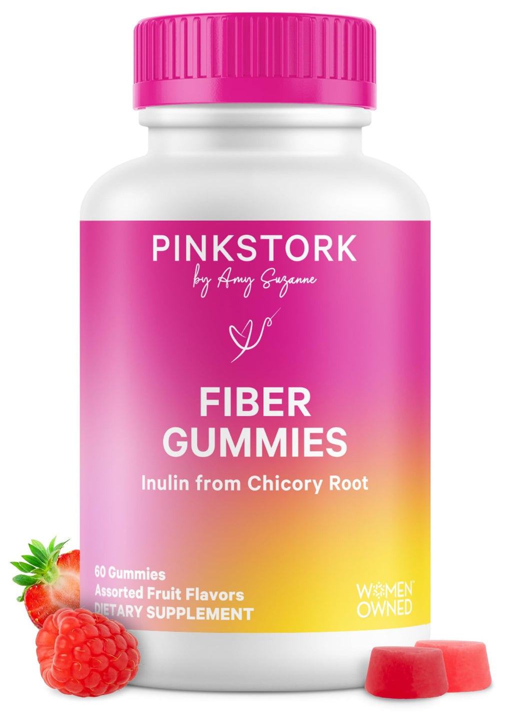 Pink Stork Prenatal Fiber Gummies for Women - 3g Prebiotic Inulin from Chicory Root - Natural Pregnancy & Postpartum Stool Softeners - FENGGESTORE20