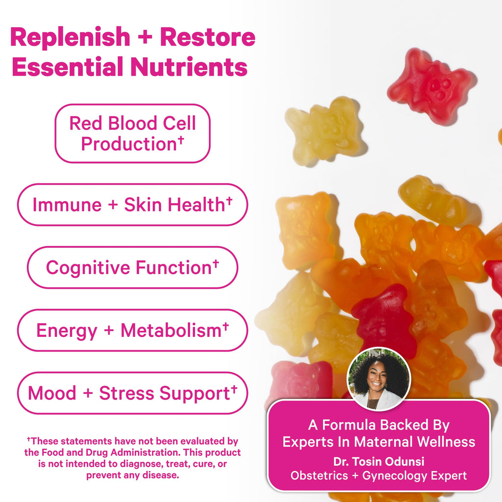 Pink Stork Total Postnatal Vitamin Gummies - Multivitamin for Postpartum Recovery and Lactation Support - Folic Acid, B6, and Vitamin C - FENGGESTORE20