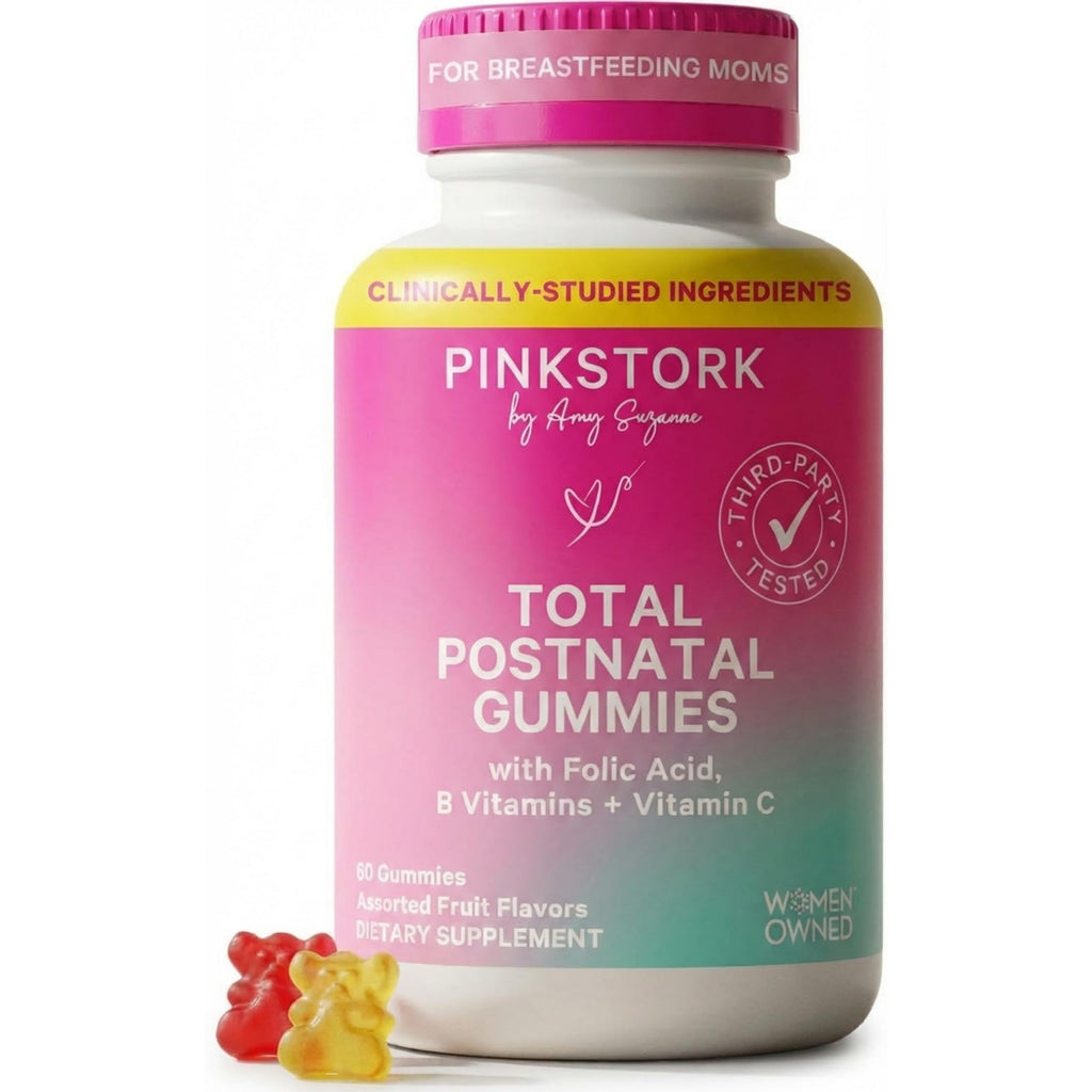 Pink Stork Total Postnatal Vitamin Gummies - Multivitamin for Postpartum Recovery and Lactation Support - Folic Acid, B6, and Vitamin C - FENGGESTORE20