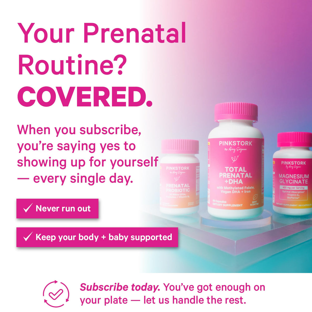 Pink Stork Total Prenatal Vitamins with DHA, Folate, Iron, Choline, and Vitamin B12 - Prenatals for Women to Support Fetal Development, Pregnancy Essentials - FENGGESTORE20