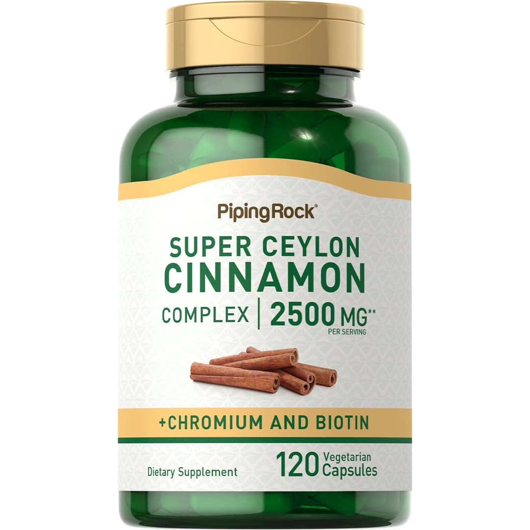 Piping Rock Ceylon Cinnamon Capsules | 120 Pills | Complex Supplement with Chromium and Biotin | Vegetarian, Non-GMO, Gluten Free - FENGGESTORE20