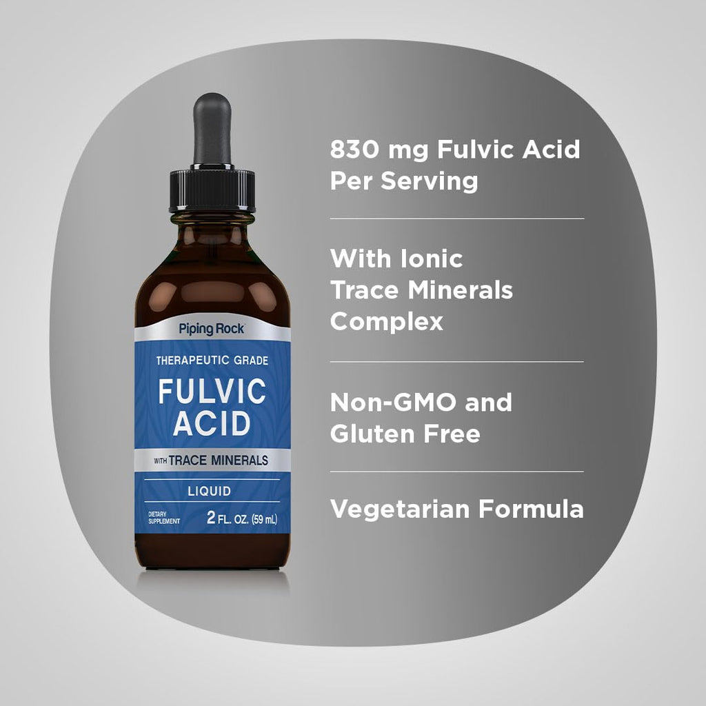 Piping Rock Liquid Fulvic Acid Drops | 2 fl oz | with Trace Minerals | Ionic Supplement | Vegetarian, Non-GMO & Gluten Free - FENGGESTORE20