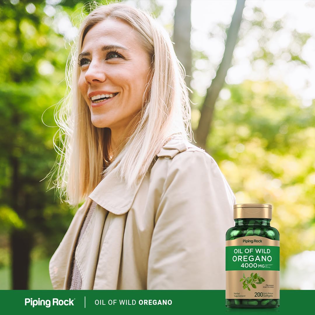 Piping Rock Oregano Oil Softgel Capsules | 200 Pills | Herbal Extract Supplement | Wild Harvested | Non-GMO, Gluten Free - FENGGESTORE20