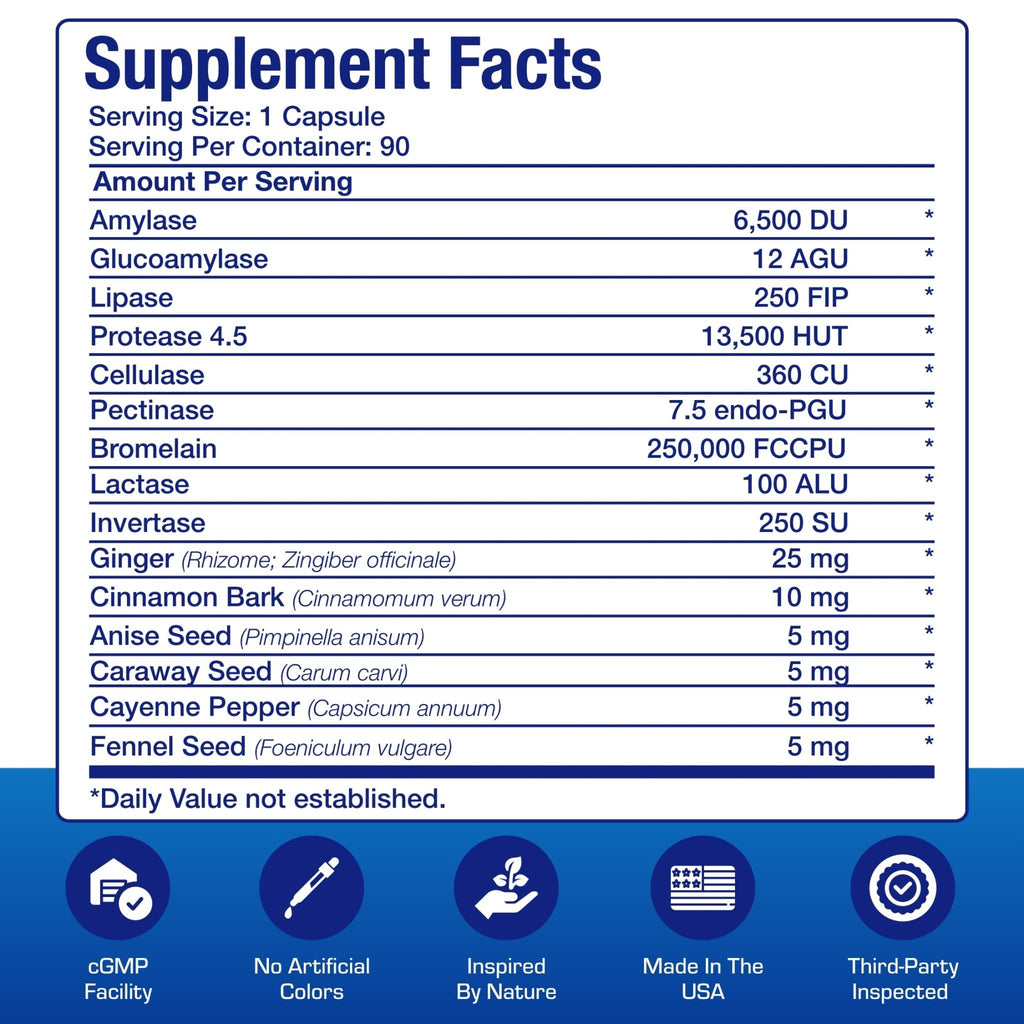 Plant Based Multi Digestive Enzymes Supplement - Clinically Formulated Digestion Supplement with Soothing Herbs and Enzymes for Women and Men - FENGGESTORE20