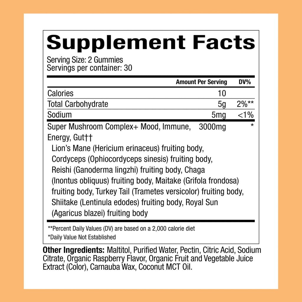 Plant People WonderDay Mushroom Gummies - Lion’s Mane, Cordyceps, Chaga Mushroom Supplement to Support Immune System De-Stress Boost Mood & Energy in Adults Natural - FENGGESTORE20