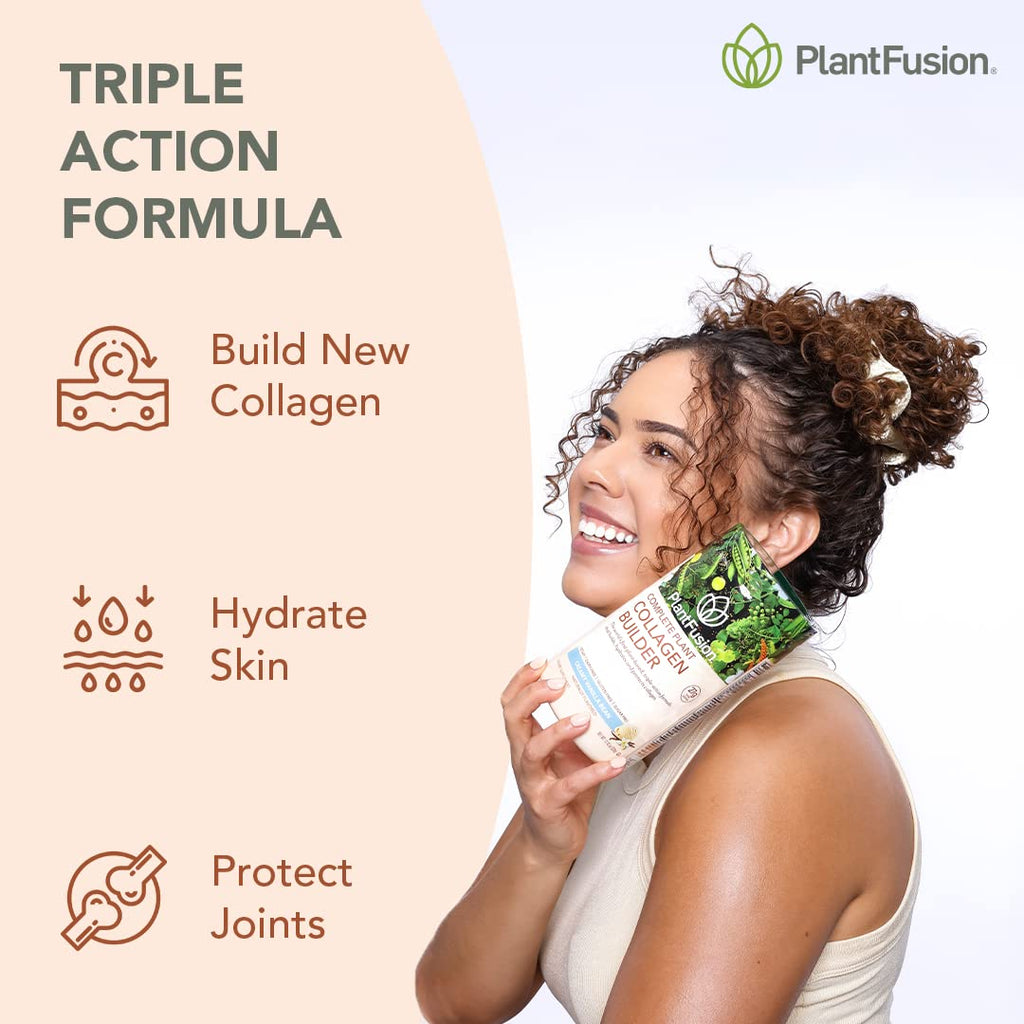 PlantFusion Vegan Collagen Powder - Plant Based Collagen Protein Powder For Muscle & Joints, Hair, Skin & Nails - Keto, Gluten Free, Soy Free, Non-Dairy, No Sugar, Non-GMO - Unflavored 10.58 oz - FENGGESTORE20