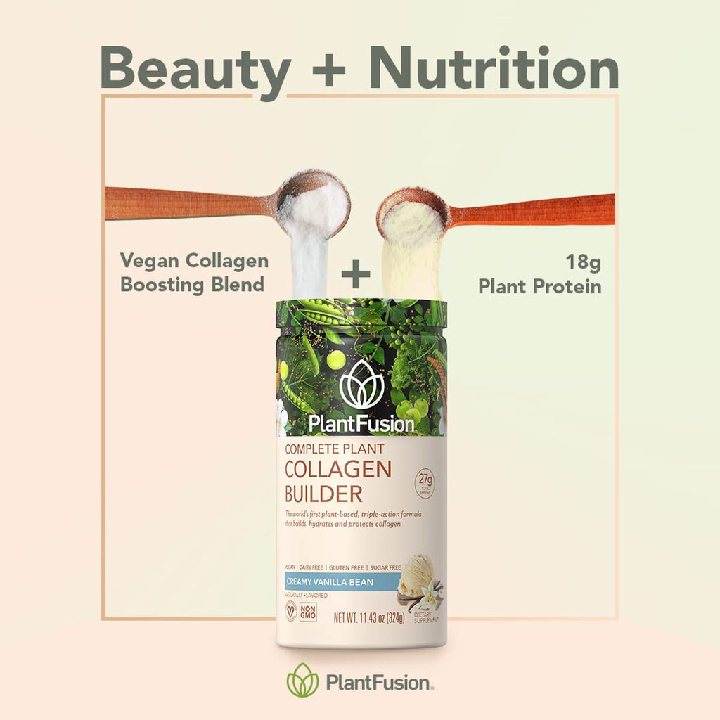 PlantFusion Vegan Collagen Powder - Plant Based Collagen Protein Powder For Muscle & Joints, Hair, Skin & Nails - Keto, Gluten Free, Soy Free, Non-Dairy, No Sugar, Non-GMO - Unflavored 10.58 oz - FENGGESTORE20