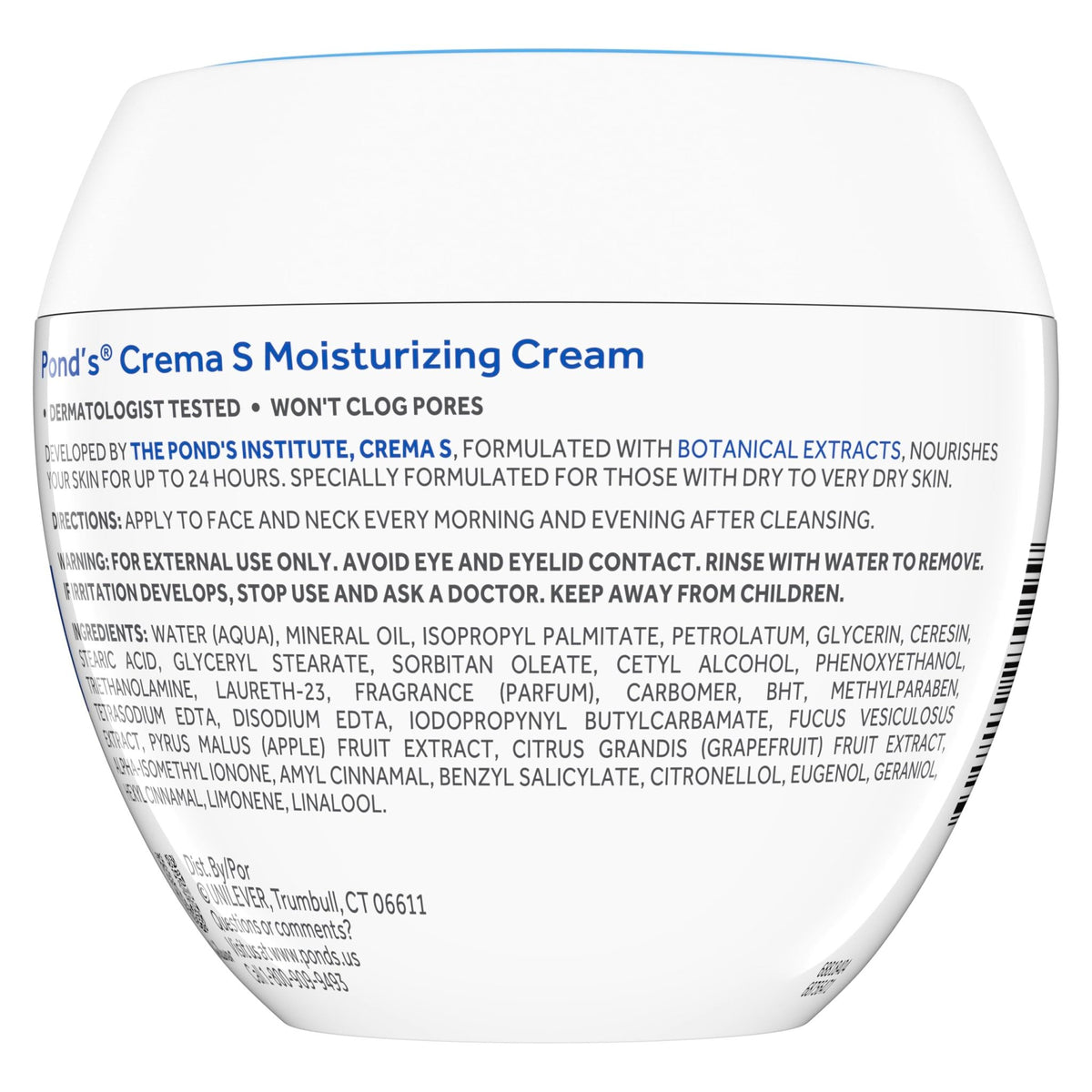 Pond's Nourishing Moisturizing Cream, Crema S, Fragrance Free, Ivory, 14.1 Oz - FENGGESTORE20