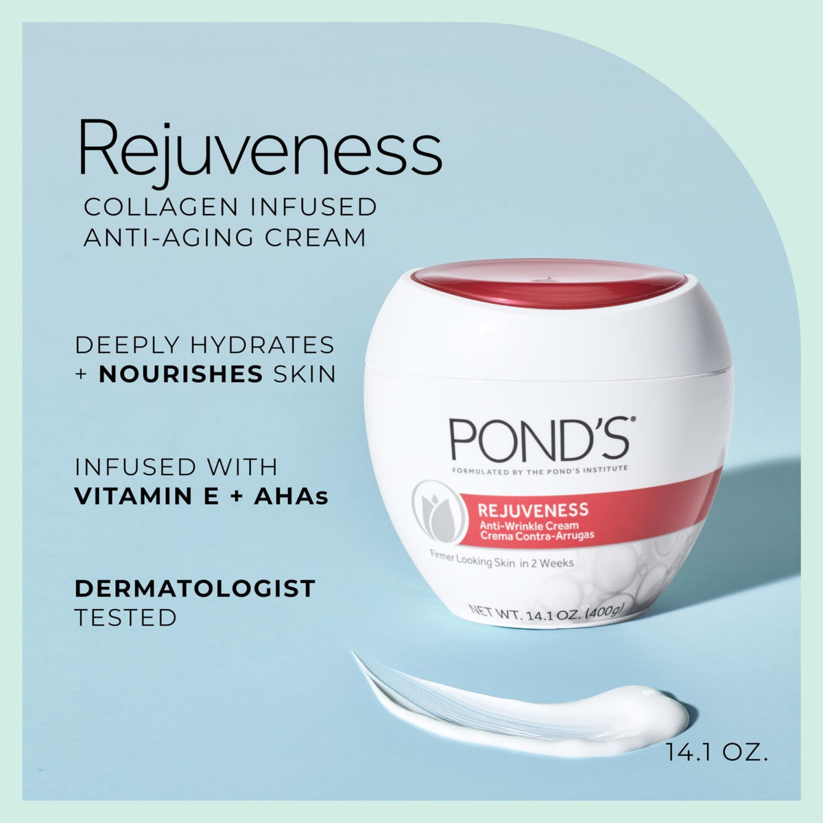 POND’S Rejuveness Face Cream – Anti-Aging Face Moisturizer with AHA’s, Vitamin E & Collagen – Daily Wrinkle Cream for Women - FENGGESTORE20