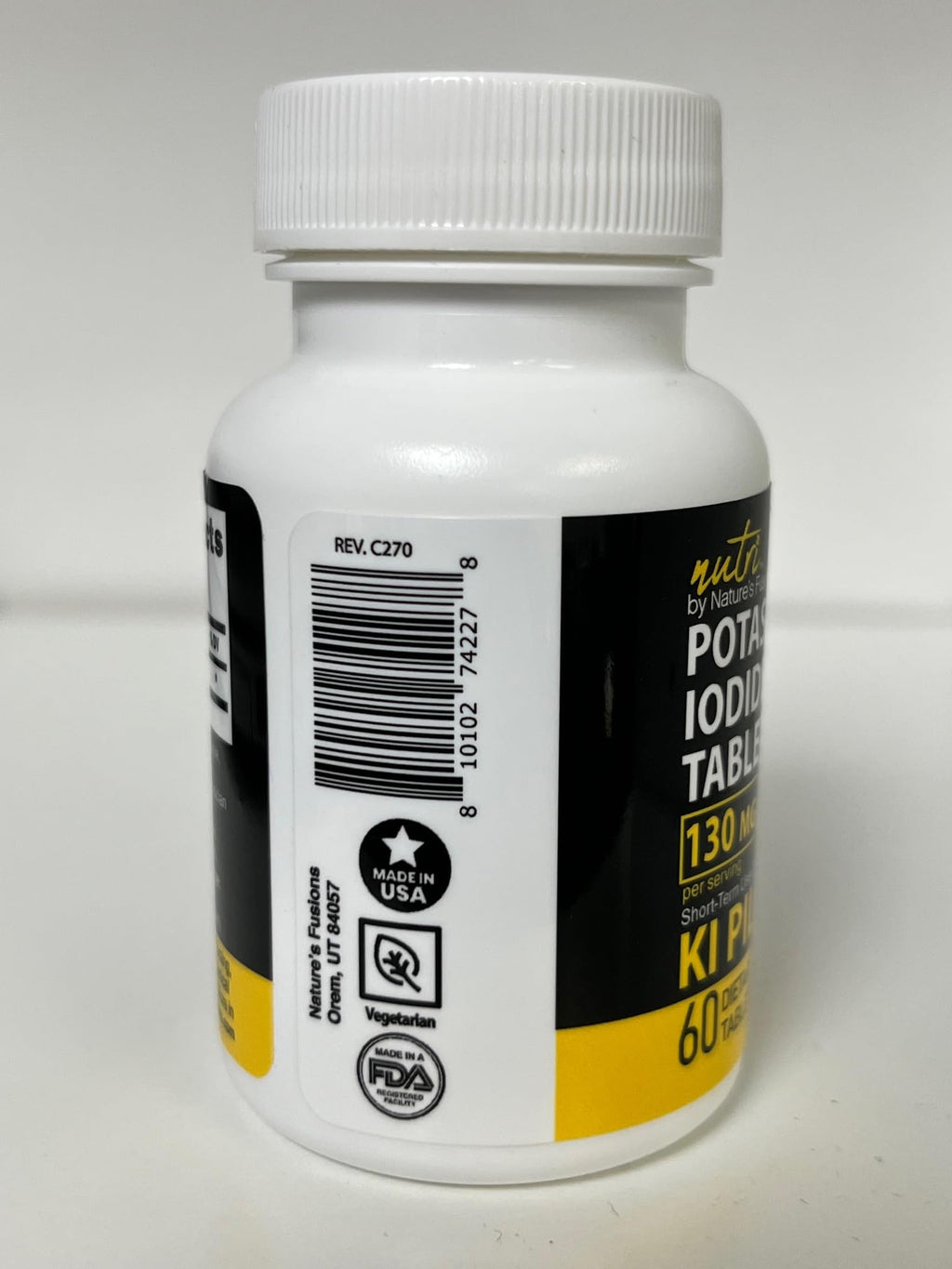 Potassium Iodide Tablets 130 mg - (60 Tablets) 10 Year Shelf-Life EXP 2034 to 2035 - Ki Pills - Yoduro de potasio - Nutri Supplements - 3rd Party Tested - FENGGESTORE20