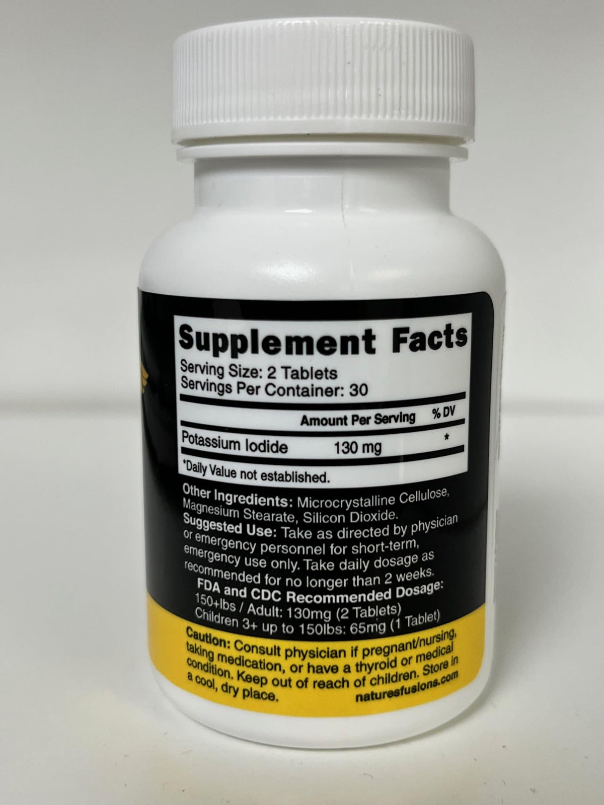 Potassium Iodide Tablets 130 mg - (60 Tablets) 10 Year Shelf-Life EXP 2034 to 2035 - Ki Pills - Yoduro de potasio - Nutri Supplements - 3rd Party Tested - FENGGESTORE20