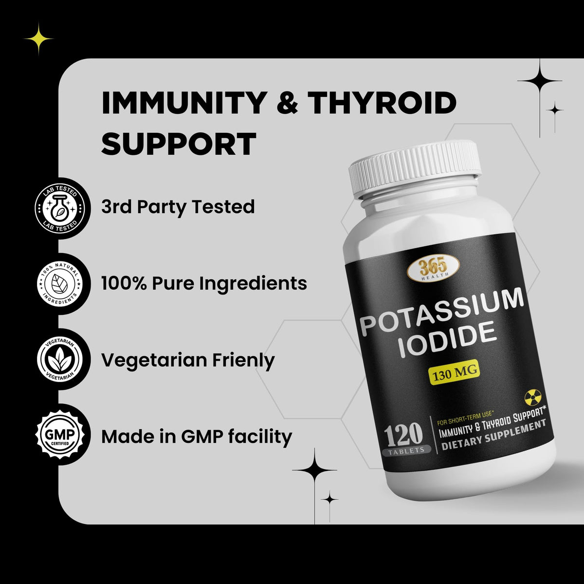 Potassium Iodide130 mg - KI Tablets- Potassium130 mg - USA Made Potassium Iodine Pills YODO Naciente - FENGGESTORE20