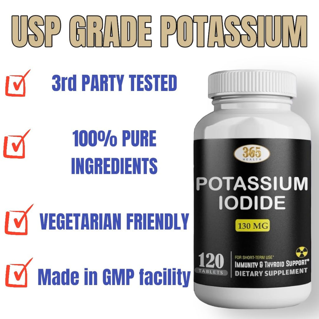 Potassium Iodide130 mg - KI Tablets- Potassium130 mg - USA Made Potassium Iodine Pills YODO Naciente - FENGGESTORE20