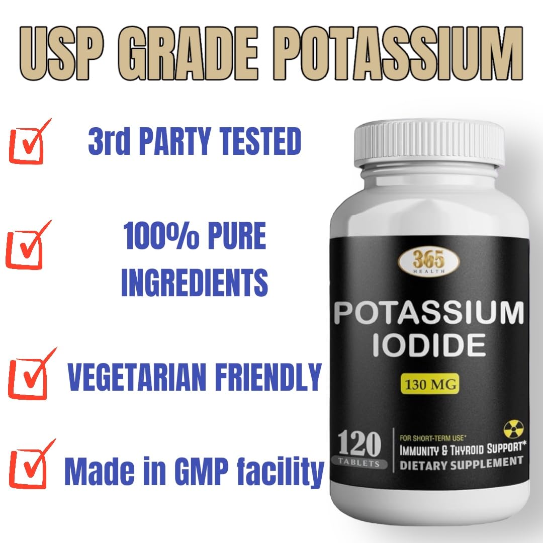 Potassium Iodide130 mg - KI Tablets- Potassium130 mg - USA Made Potassium Iodine Pills YODO Naciente - FENGGESTORE20