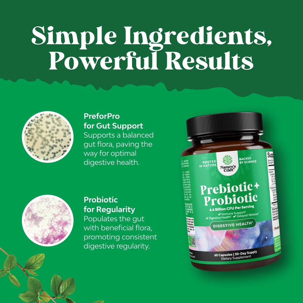 Prebiotics and Probiotics Gut Health Supplement-Super Potent Digestive Health Acidophilus Probiotic Capsules with Men & Womens Probiotics & Prebiotics - FENGGESTORE20