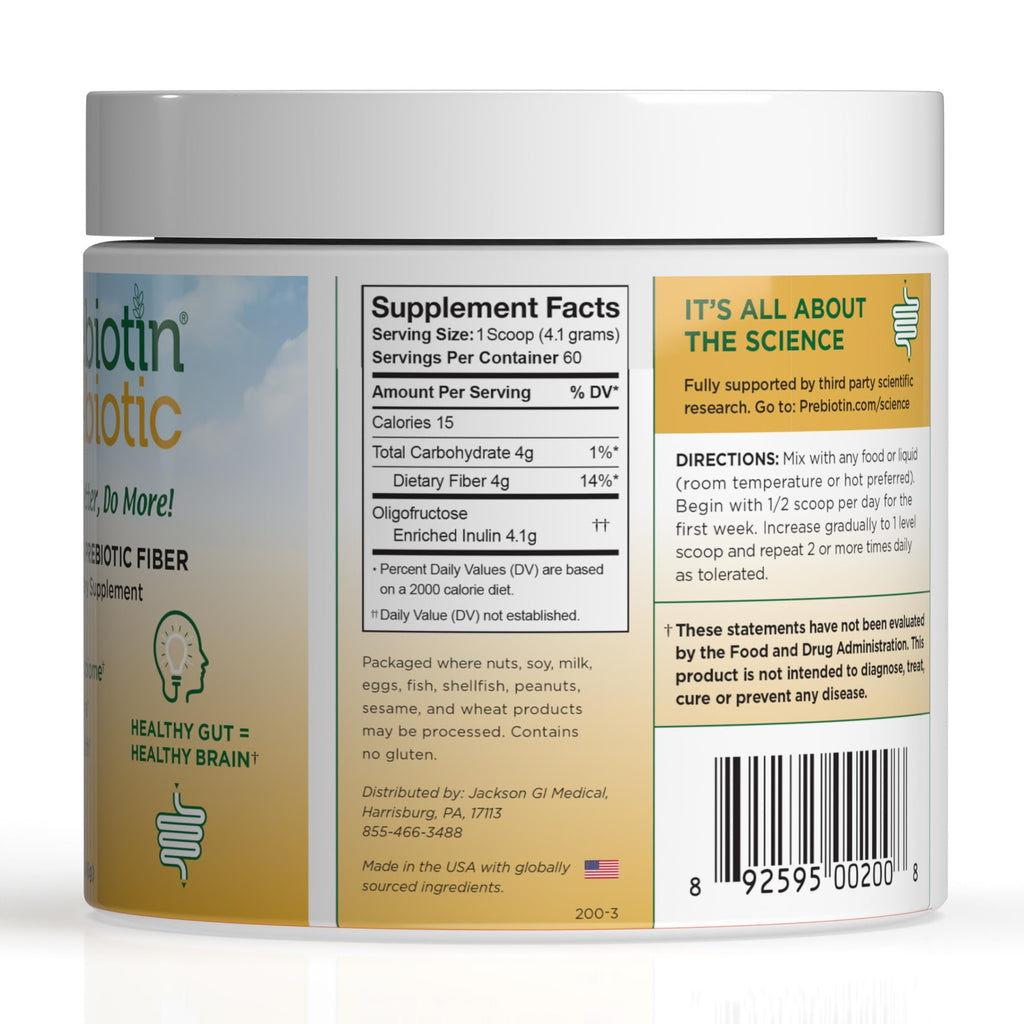 Prebiotin Prebiotic Fiber Supplement Powder 8.68 oz Supports Digestive Health High Fiber, Boosts Probiotics, Reduces Hunger All-Natural, Gluten-Free - FENGGESTORE20