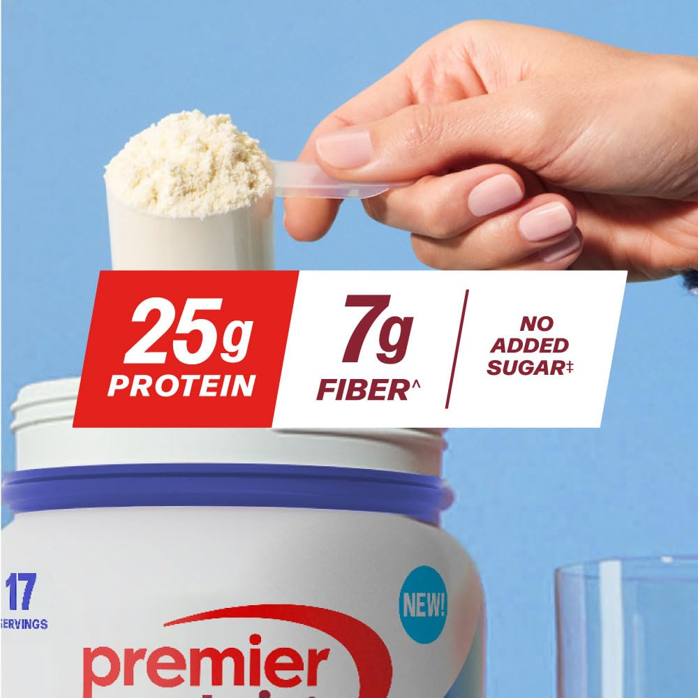 Premier Protein Powder Plus Fiber, Vanilla, 25g Protein, 7g Fiber to Support Gut Health, No Added Sugar (17 Servings) - FENGGESTORE20