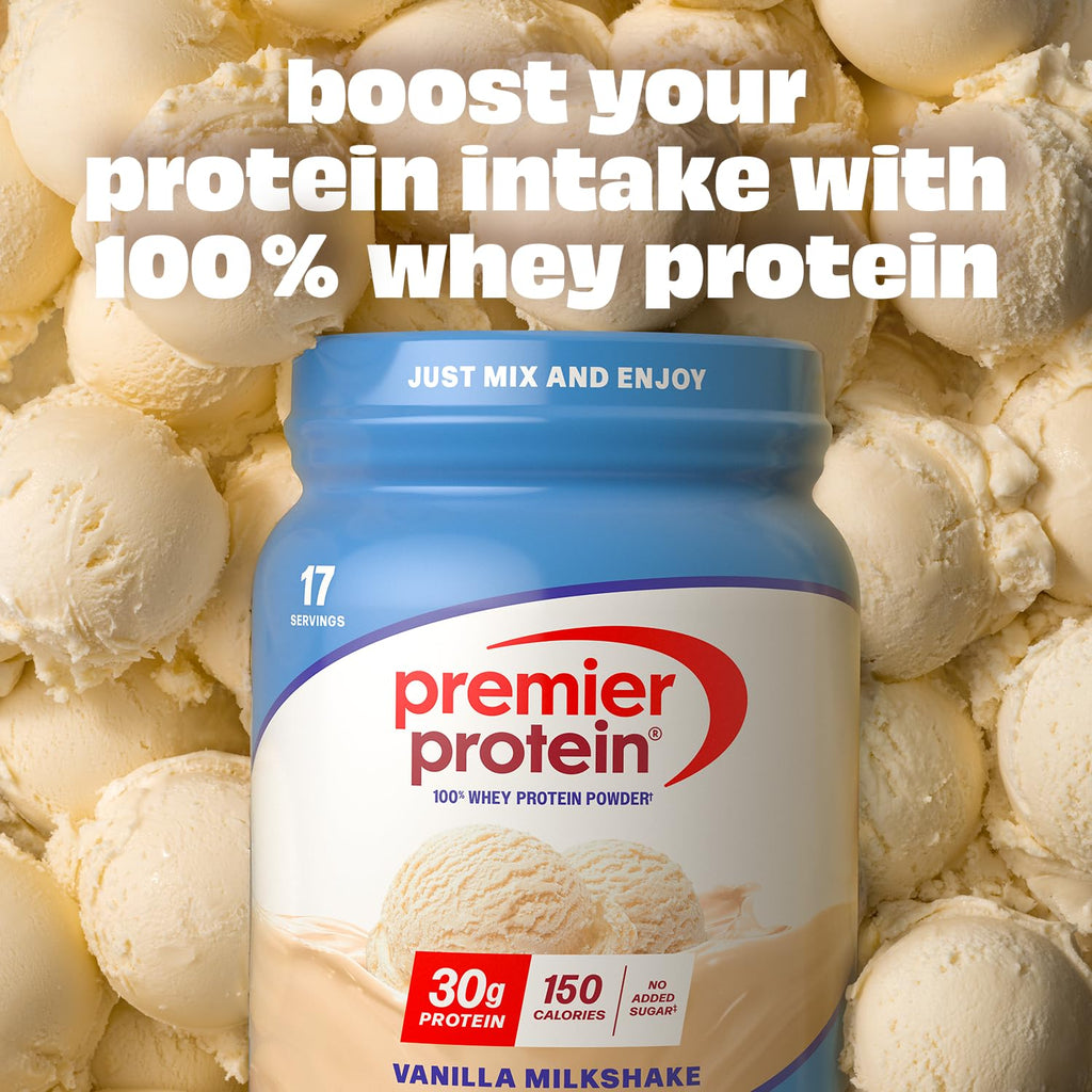Premier Protein Powder, Vanilla Milkshake, 30g Protein, 1g Sugar, 100% Whey Protein, Keto Friendly, No Soy, Gluten Free, 23.3 oz (17 Servings) - FENGGESTORE20
