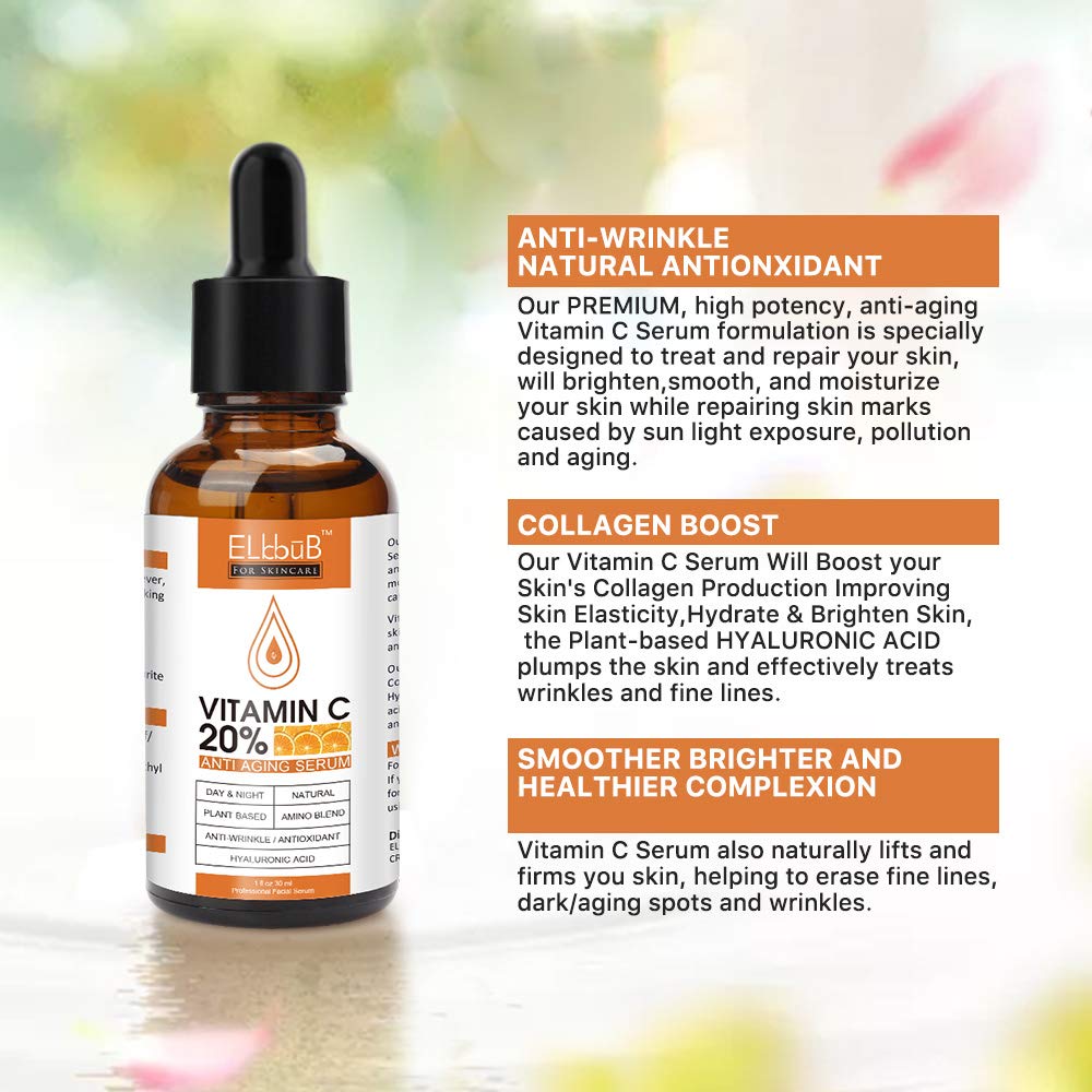 Premium 20% 𝐯𝐢𝐭𝐚𝐦𝐢𝐧 𝐜 𝐬𝐞𝐫𝐮𝐦 - (2PACK) with Hyaluronic Acid, Retinol & Amino Acids - Boost Skin Collagen,Hydrate & Plump Skin, Anti Aging & Wrinkle Facial Serum - FENGGESTORE20
