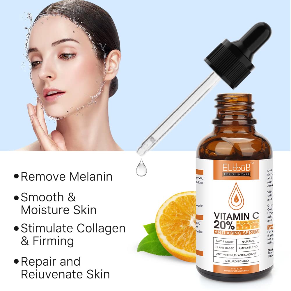 Premium 20% 𝐯𝐢𝐭𝐚𝐦𝐢𝐧 𝐜 𝐬𝐞𝐫𝐮𝐦 - (2PACK) with Hyaluronic Acid, Retinol & Amino Acids - Boost Skin Collagen,Hydrate & Plump Skin, Anti Aging & Wrinkle Facial Serum - FENGGESTORE20