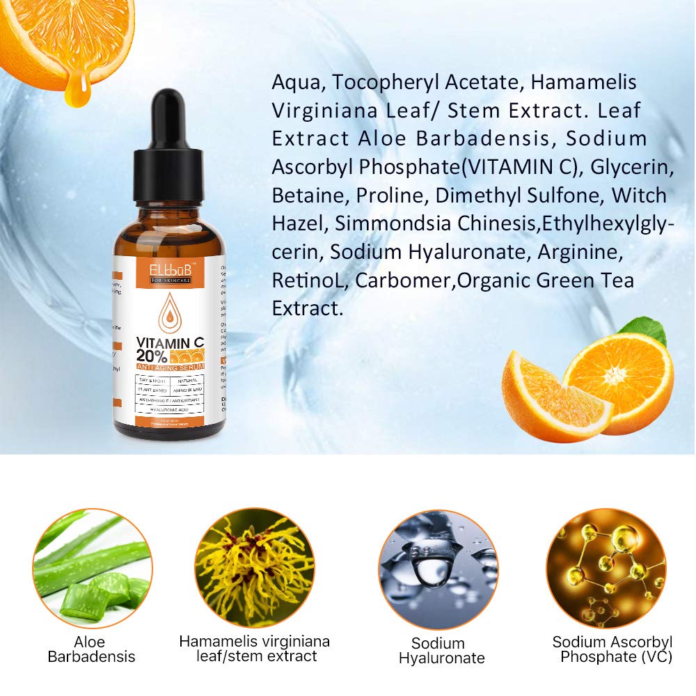Premium 20% 𝐯𝐢𝐭𝐚𝐦𝐢𝐧 𝐜 𝐬𝐞𝐫𝐮𝐦 - (2PACK) with Hyaluronic Acid, Retinol & Amino Acids - Boost Skin Collagen,Hydrate & Plump Skin, Anti Aging & Wrinkle Facial Serum - FENGGESTORE20