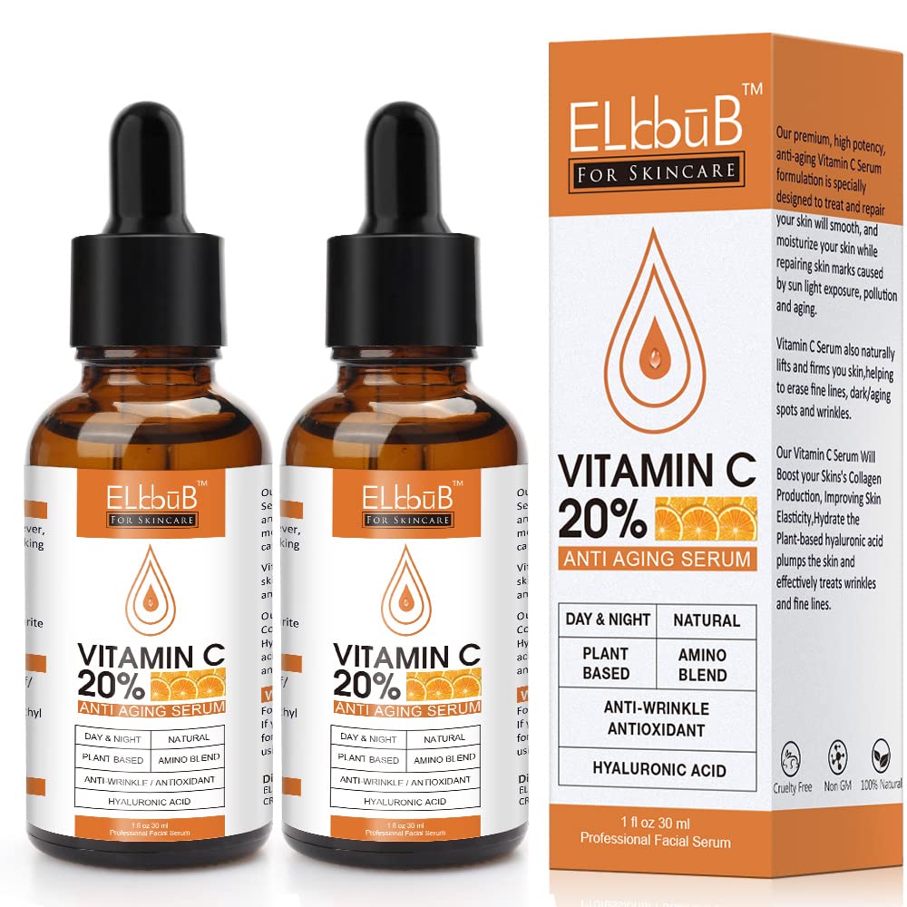 Premium 20% 𝐯𝐢𝐭𝐚𝐦𝐢𝐧 𝐜 𝐬𝐞𝐫𝐮𝐦 - (2PACK) with Hyaluronic Acid, Retinol & Amino Acids - Boost Skin Collagen,Hydrate & Plump Skin, Anti Aging & Wrinkle Facial Serum - FENGGESTORE20