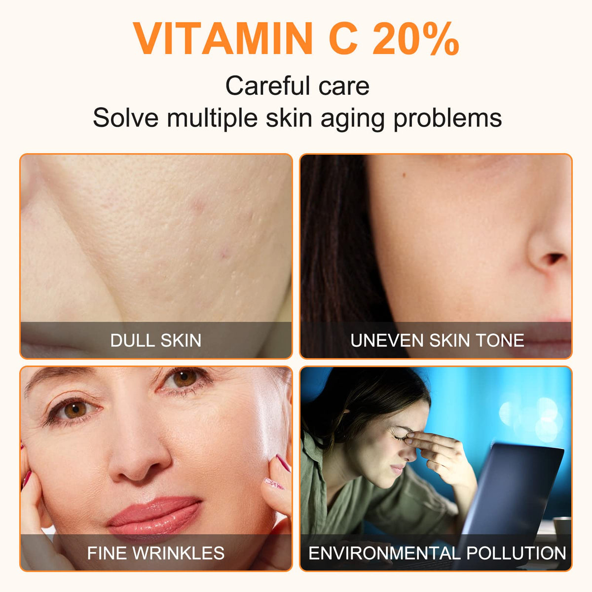 Premium 20% Vitamin C Serum For Face with Hyaluronic Acid, Retinol & Amino Acids - Boost Skin Collagen,Hydrate & Plump Skin, - FENGGESTORE20